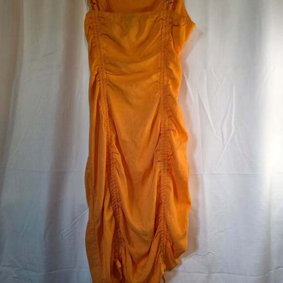 Wild Fable Orange Mango Cut-Out Ruched Midi Bodycon Dress - Picture 3 of 6